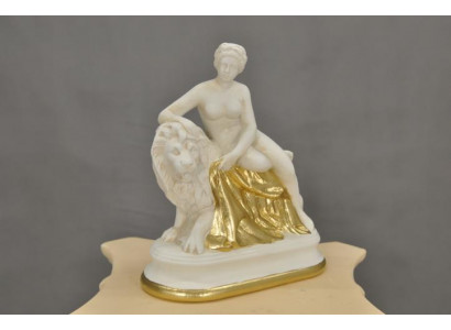 Skulptur Figur Statue Frau mit Löwen Design Antik Stil Figuren Skulpturen PG0020