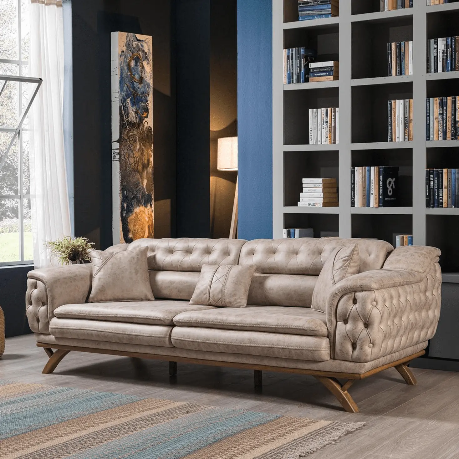 Canapé multifonction beige pour un intérieur classique