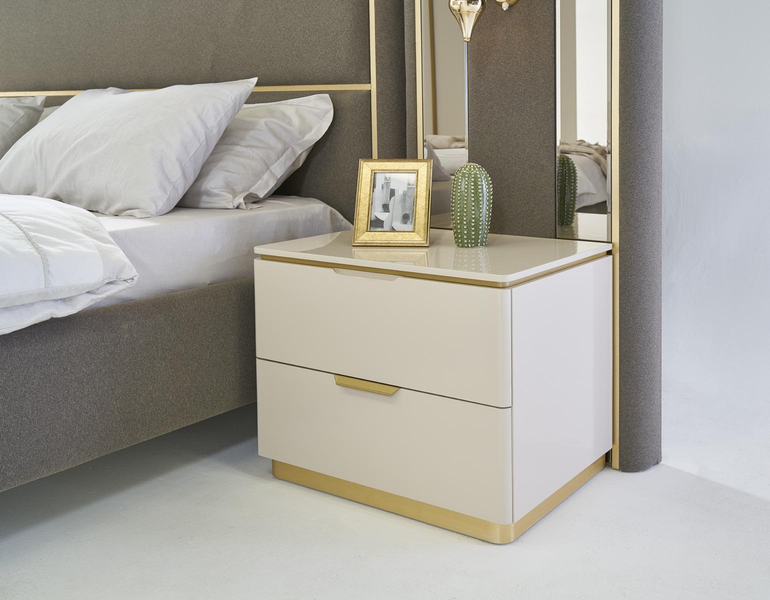 Chambre consoles Table de chevet Ensemble de 2 tables de chevet Mobilier de luxe pour hôtel Beige neuf